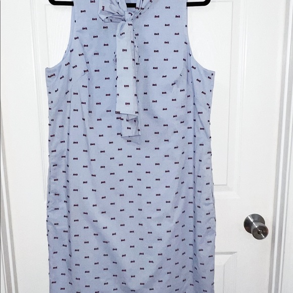 New  Banana Republic bow tie sleeveless light Bleu Dress plus Size 14 - Picture 6 of 7
